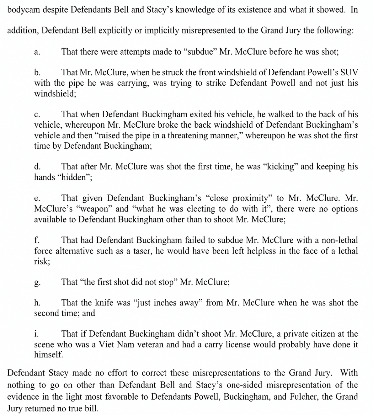 Excerpt from the court complaint filed in the police shooting case