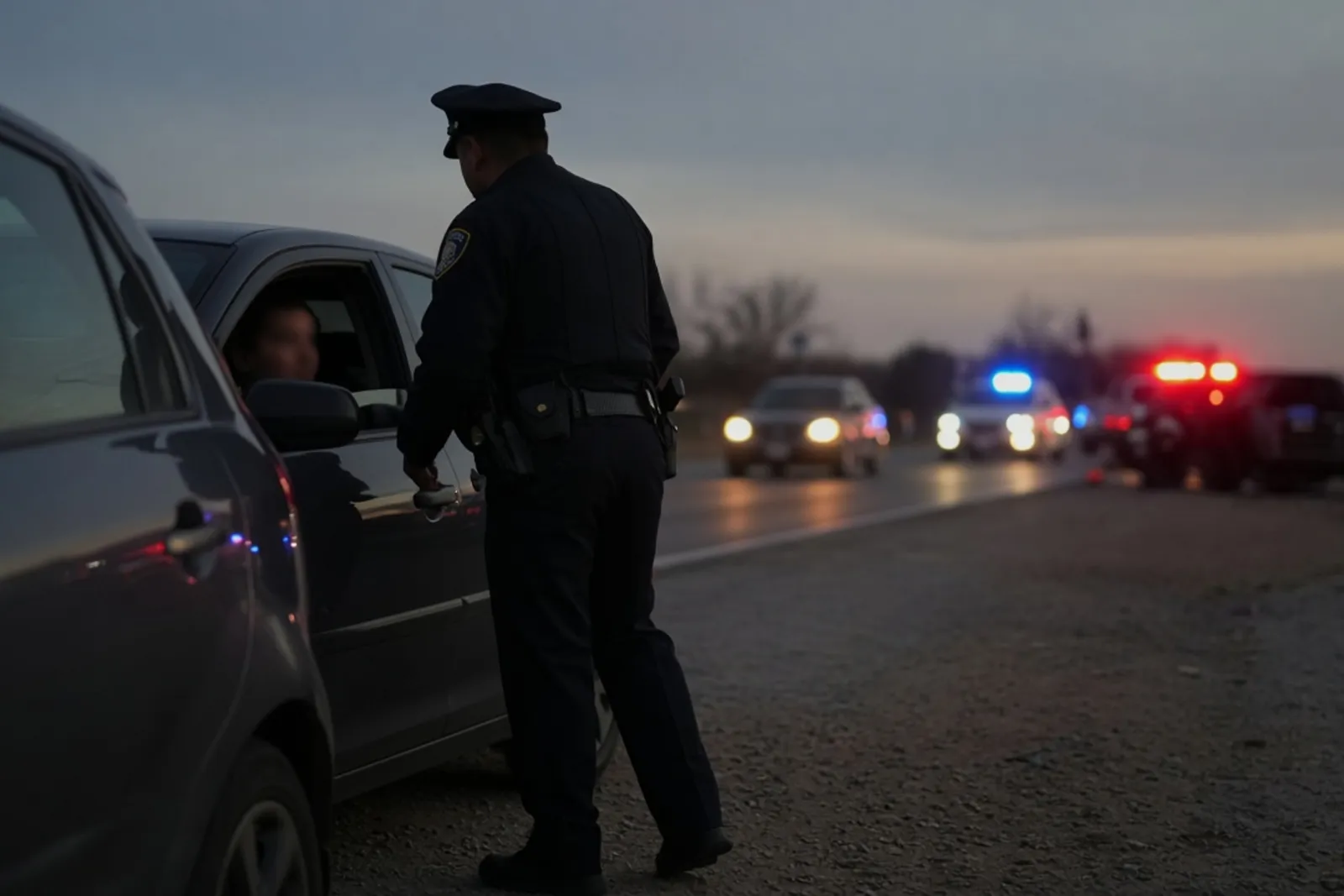Driver refusing a roadside sobriety test during a police traffic stop