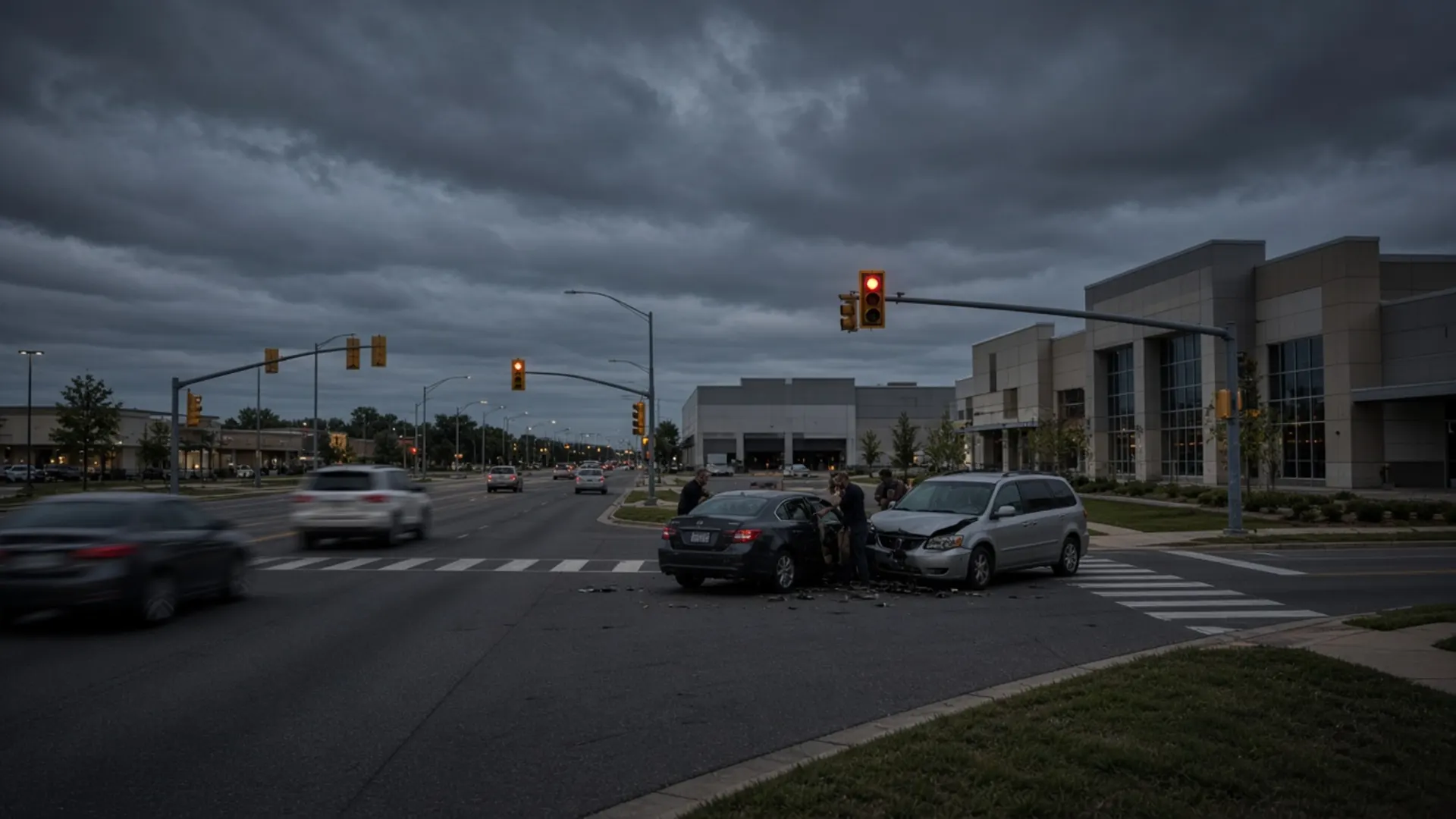Henderson, KY personal injury lawyer — Two-car collision at a signaled commercial intersection in Henderson