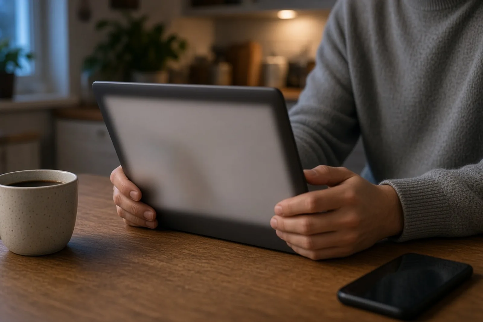 Person reading an email newsletter on a tablet at home