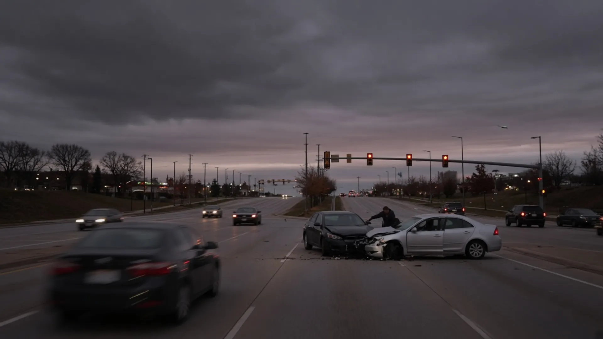 Nicholasville, KY personal injury lawyer — T-bone crash at a signaled intersection on a four-lane highway in Nicholasville