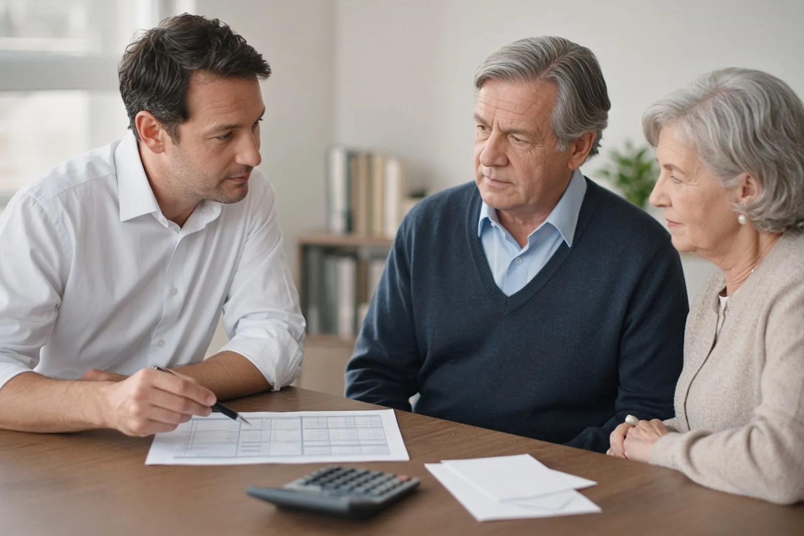 An attorney reviews a settlement statement and subrogation letters with a client at a conference table.